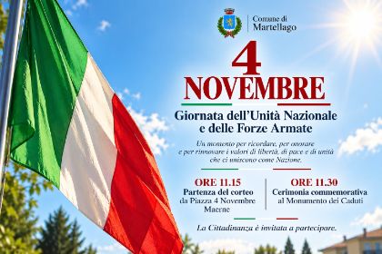 INVITO ALLA CELEBRAZIONE DEL 4 NOVEMBRE - GIORNATA DELL’UNITÀ NAZIONALE E DELLE FORZE ARMATE