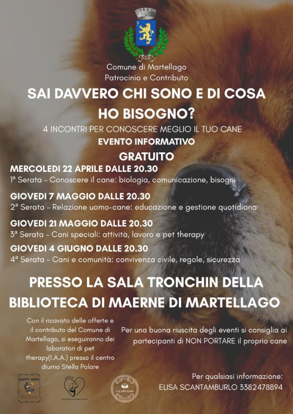 Locandina Serate per conoscere il proprio cane