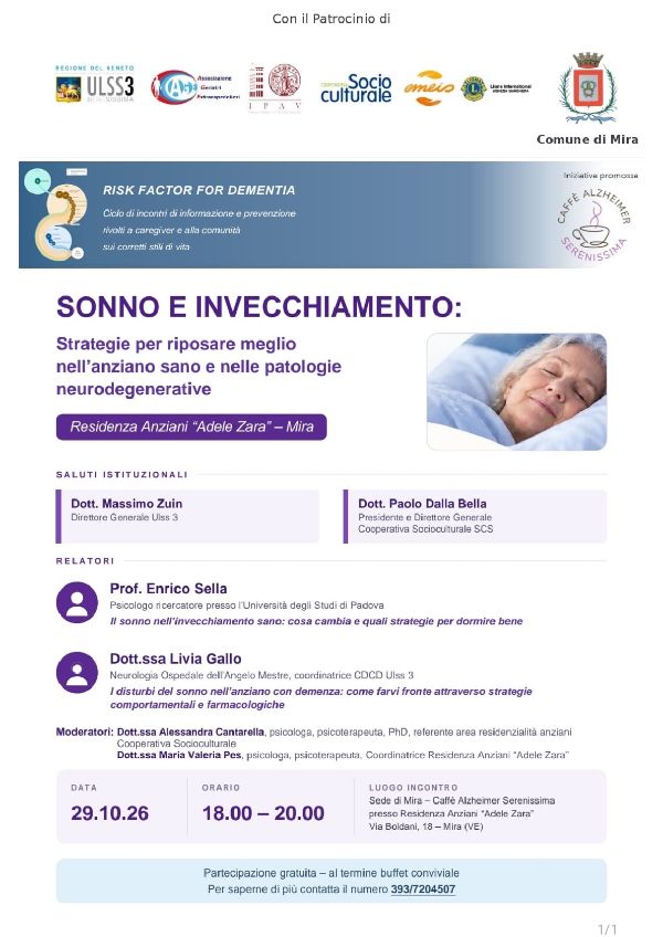 Locandina Sonno e Invecchiamento