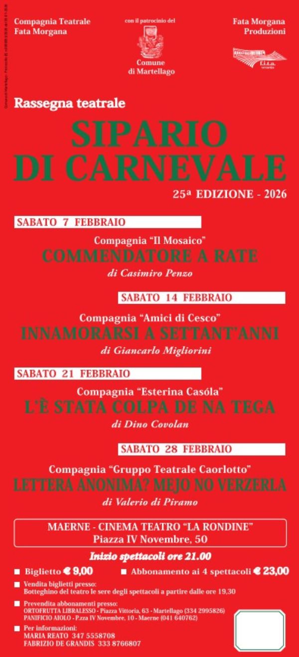 Sipario di Carnevale 2026