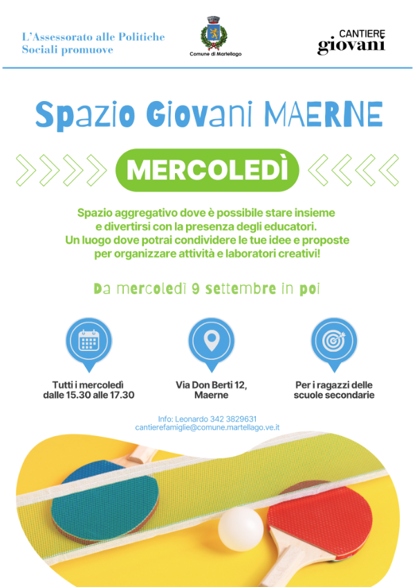 Locandina A4_Spazio Giovani Maerne - Mercoledì (Settembre 2026)